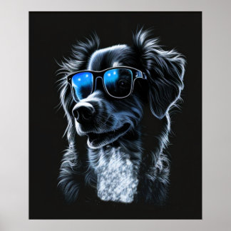 cool dog wearing a pair of stylish sungasse poster