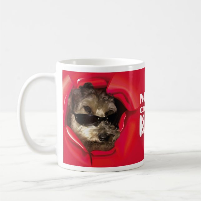 Cool Dog wishing Merry Christmas Mug Kaffeetasse (Links)