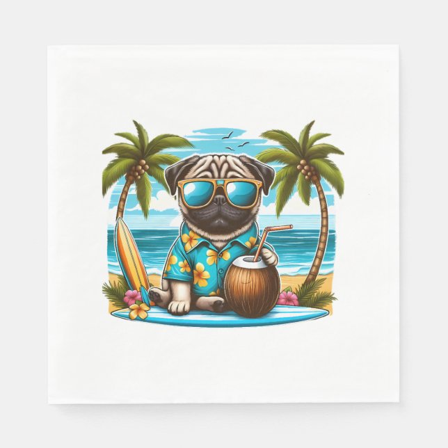 Cool Dogzz ein cooler Mops mit Sonnenbrille Classi Serviette (Vorderseite)
