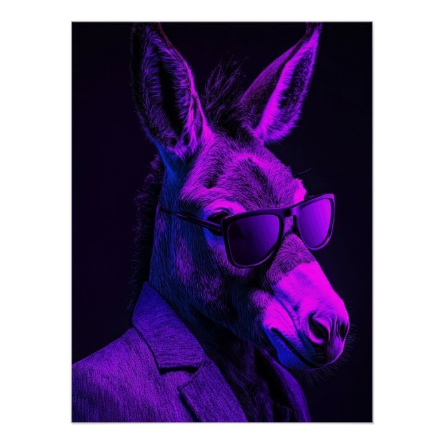 Cool Donkey with Sunglasses and Neon Suit Urban Poster (Vorderseite)