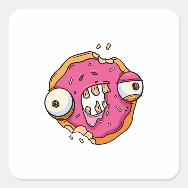 Cool Donut Zombie Quadratischer Aufkleber (Vorderseite)