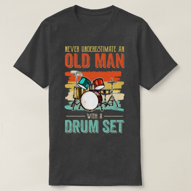 Cool Drummer Vater Art Men Drum Set Player Drum Ki T-Shirt (Design vorne)