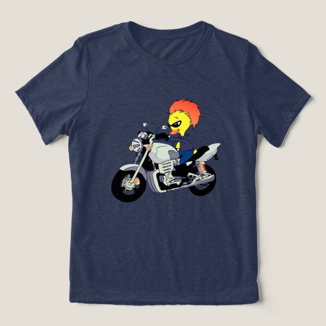 Cool Duck Riding a Motorcycle Tri-Blend Shirt (Design Vorderseite)