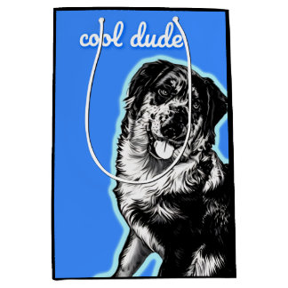 Cool Dude Australian Shephard Gift Bag Mittlere Geschenktüte