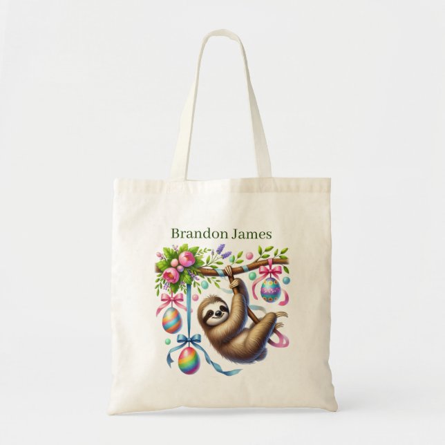 Cool Easter sloth add name  Tragetasche (Vorne)