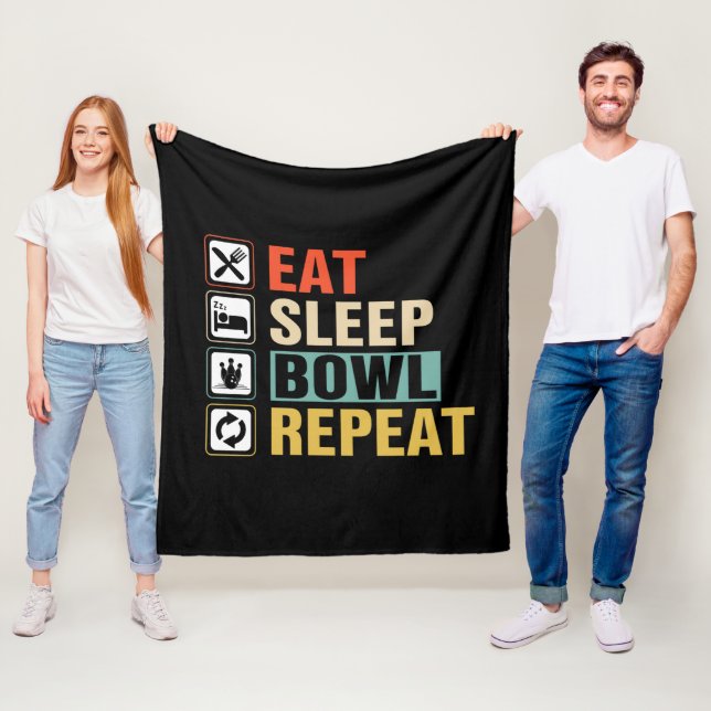 Cool eat sleep bowl repeat word art  fleecedecke (Beispiel)