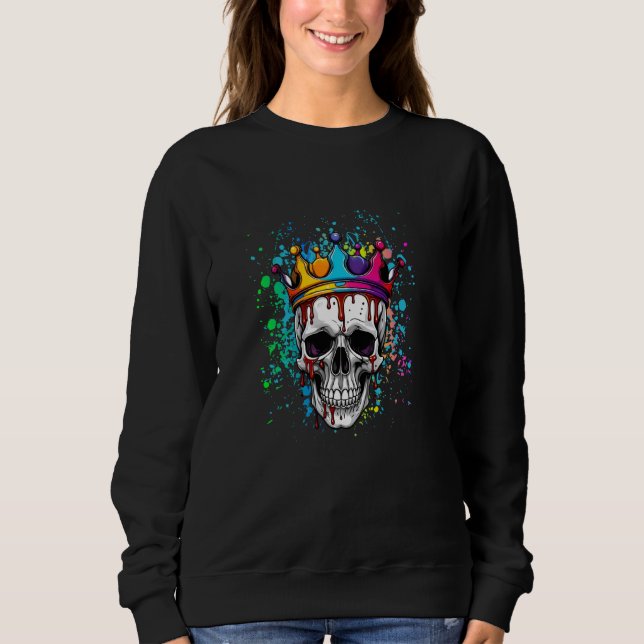 Cool Edgy Trippy Drift Kind Skelett Sweatshirt (Vorderseite)