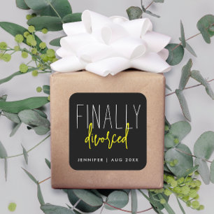 Cool Einfach Schwarz Endlich Geschieden Humor Tren Quadratischer Aufkleber