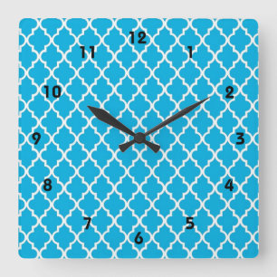 cool, elegant, klassisch aqua-blaue Vierblatt-Must Quadratische Wanduhr