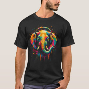 Cool Elephant Headphone Music Art Christmas Geburt T-Shirt
