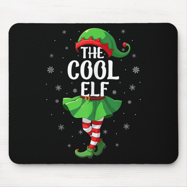 Cool Elf Christmas Girls Women Elf Squad Xmas Fami Mousepad (Vorne)