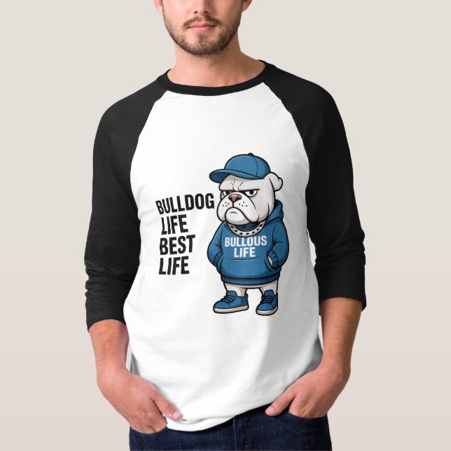 Cool English Bulldog Life Cartoon T-Shirt (Vorderseite)