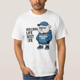 Cool English Bulldog Life Cartoon T-Shirt