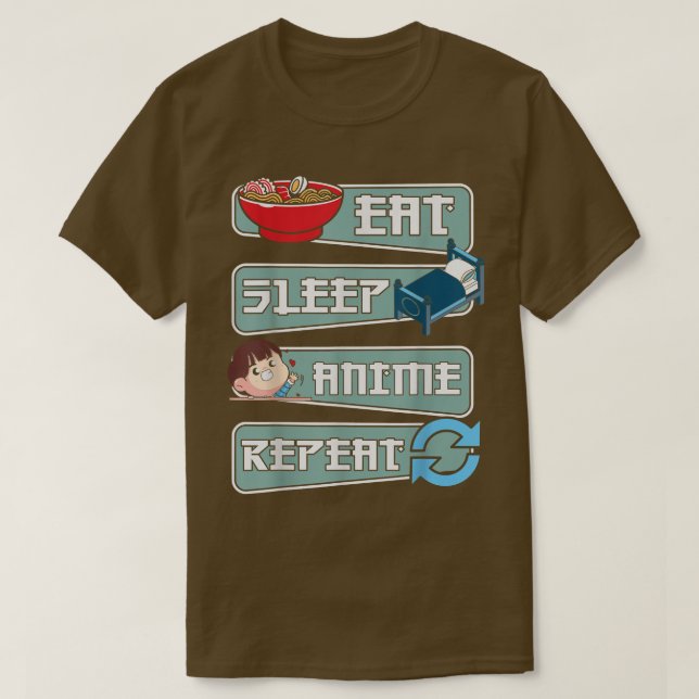 Cool essen Sleep Anime Wiederholung Ramen Japanisc T-Shirt (Design vorne)