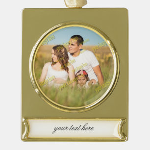 Cool Family Stylish Fab Foto Collage Banner-Ornament Gold