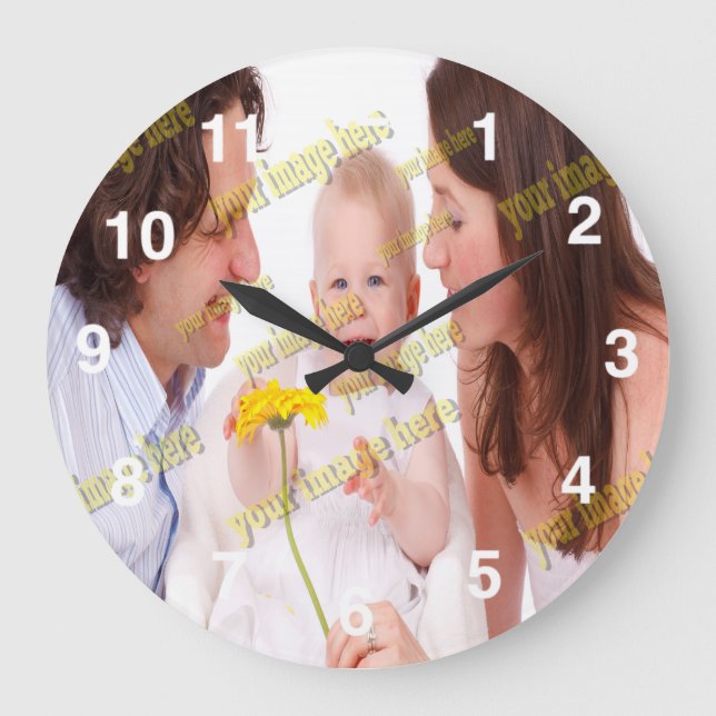 Cool Family Stylish Fab Foto Collage Große Wanduhr (Vorderseite)