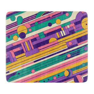 Cool, farbenfrohe 80er/90er Retro-Design Schneidebrett