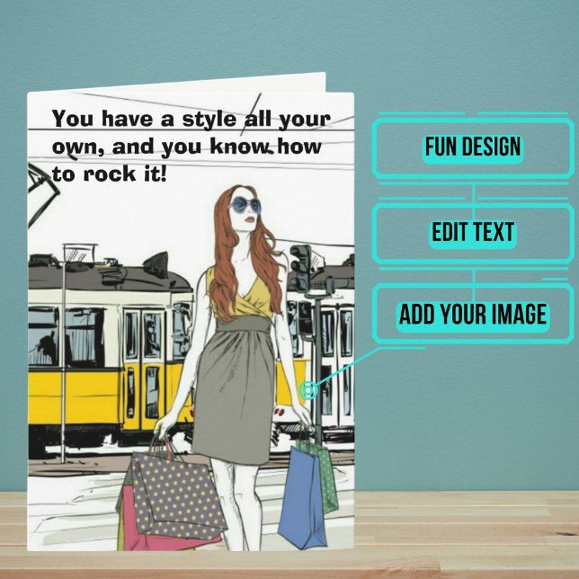 Cool Fashionista Sentimental Birthday Karte (This sentimental card is for that special woman in your life with a cool sense of style.)