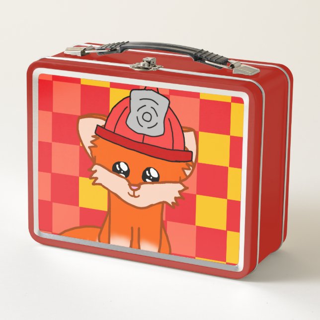 Cool Firefighter & Fox Themed Lunchbox (Vorderseite)
