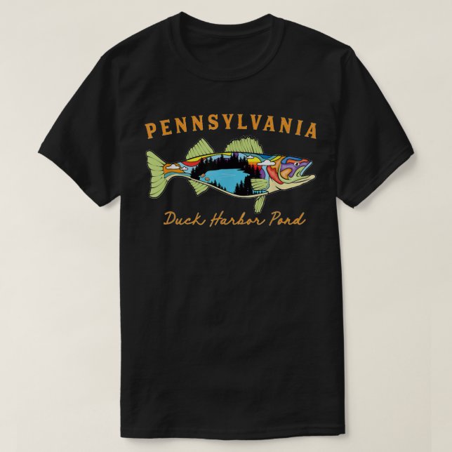 Cool Fisherman Pennsylvania Duck Harbour Pond Wall T-Shirt (Design vorne)