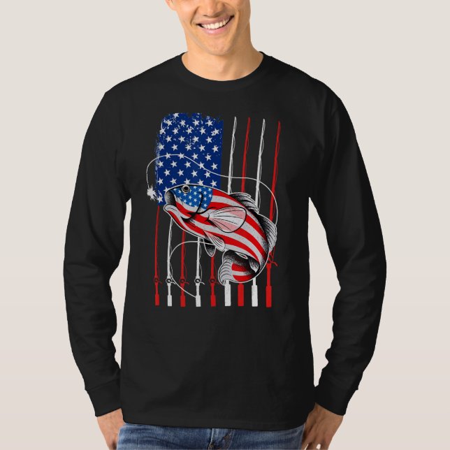 Cool Fishing For Men American Flag USA Fish T-Shirt (Vorderseite)