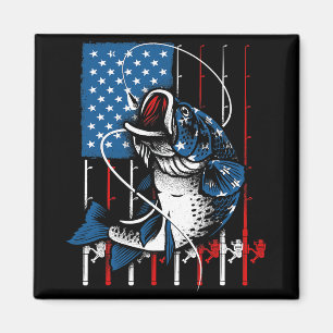 Cool Fishing für Männer Frauen Amerikanische Flagg Magnet