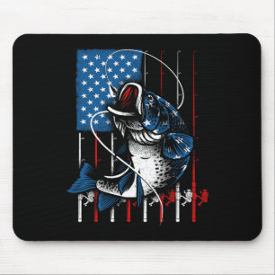 Cool Fishing für Männer Frauen Amerikanische Flagg Mousepad