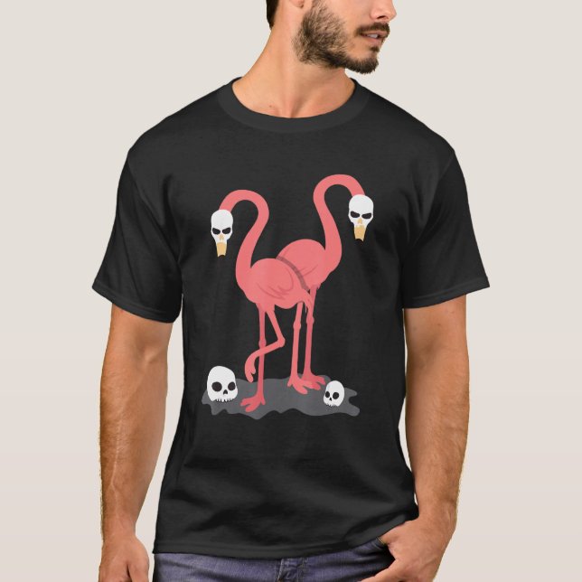 Cool Flamingo Animal Bird Skulls Fun T-Shirt (Vorderseite)