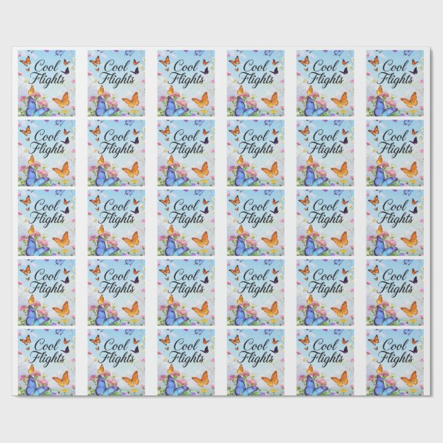 Cool Flights Schmetterling Geschenkpapier (Flach)