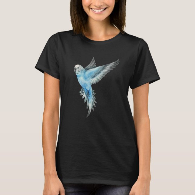 Cool Flying Wings Blue Parakeet Budgie Bird Tropic T-Shirt (Vorderseite)