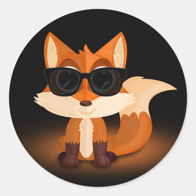 Cool Fox 2 Runder Aufkleber (Vorderseite)
