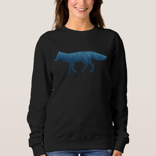 cool fox  forest  trees  foxes  silhouette  wild a sweatshirt (Vorderseite)
