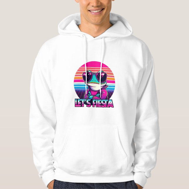 Cool Frog 80er Party Vibes Hoodie (Vorderseite)