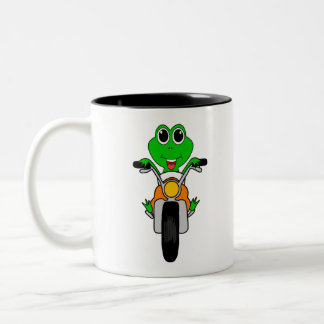 Cool Frog Riding A Motorcycle Cartoon Zweifarbige Tasse