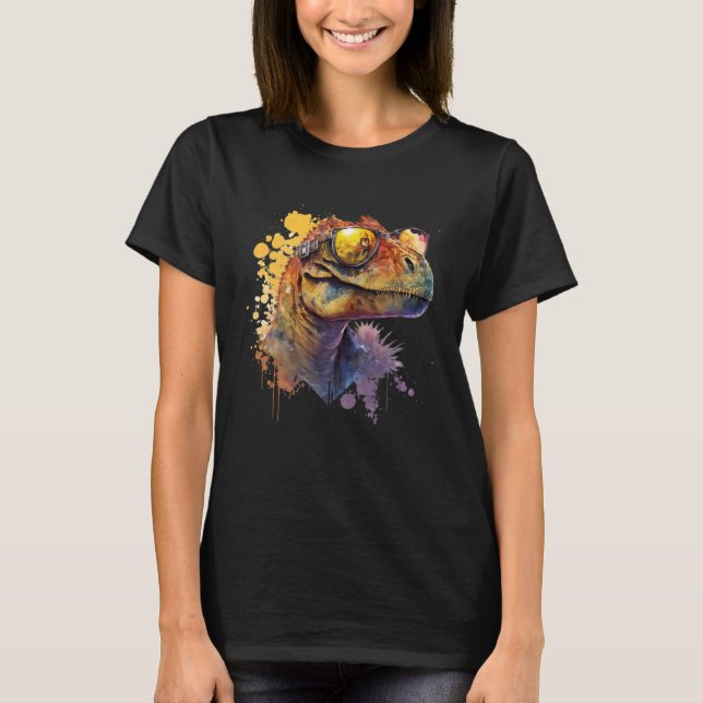 Cool fun dinosaur raptor with sunglasses  5 T-Shirt (Vorderseite)