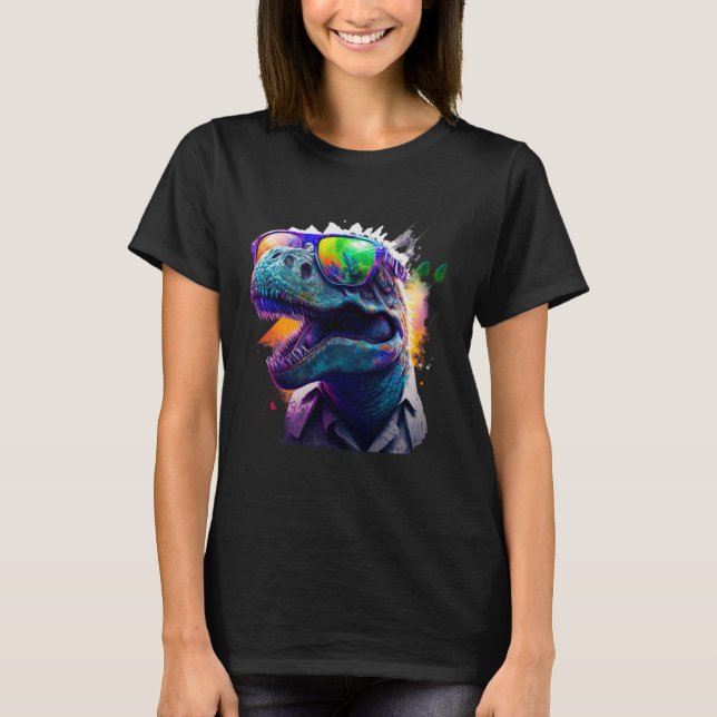 Cool fun dinosaur Rex with sunglasses T-Shirt (Vorderseite)