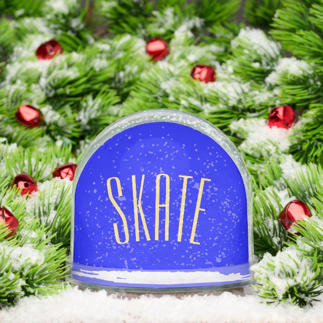 Cool Fun SKATE Text Vivid Royal Blue Background Schneekugeln (Weihnachten)
