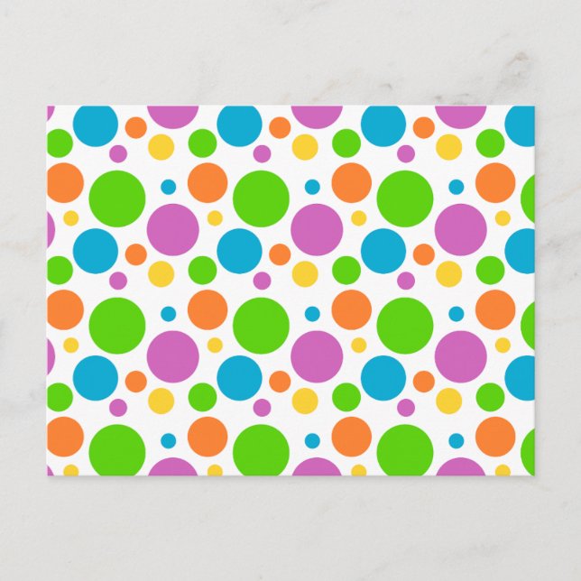 Cool Funky Multicolored Polka Dot Pattern Circle Postkarte (Vorderseite)
