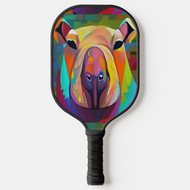 Cool Funny Colorful Capybara Abstrakt Pickleball Schläger (Vorderseite)