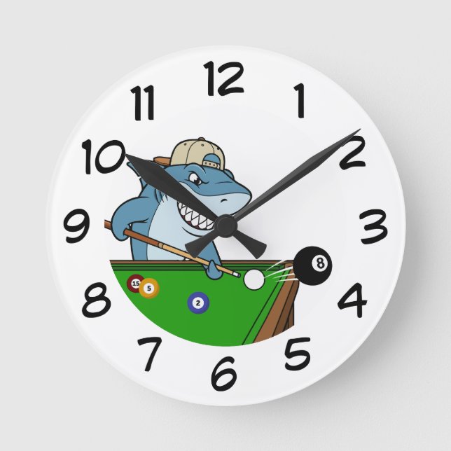 Cool Funny Man Cave Pool Shark Rebel Wall Clocks Runde Wanduhr (Vorderseite)