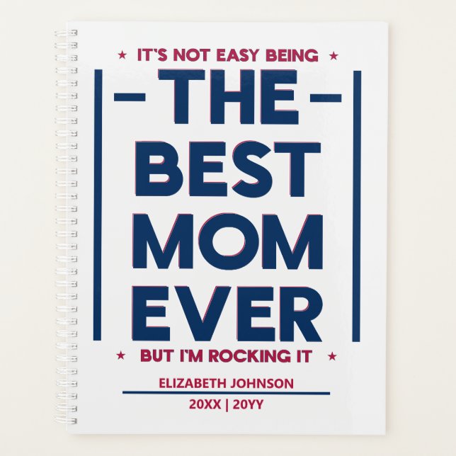 Cool Funny Modern American Best Mom Name Planer (Vorderseite)