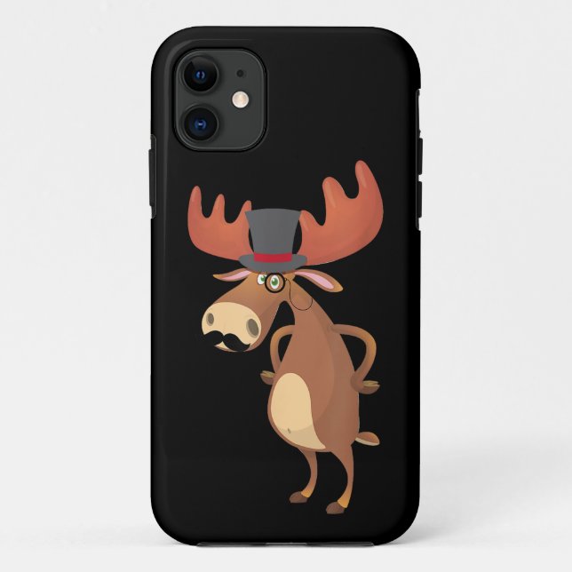 Cool Funny Moose Hat Mustache Animal Lover Case-Mate iPhone Hülle (Rückseite)