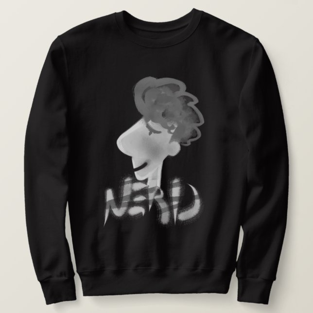 Cool Funny Nerd Typ Cartoon Zeichnend Sweatshirt (Design vorne)