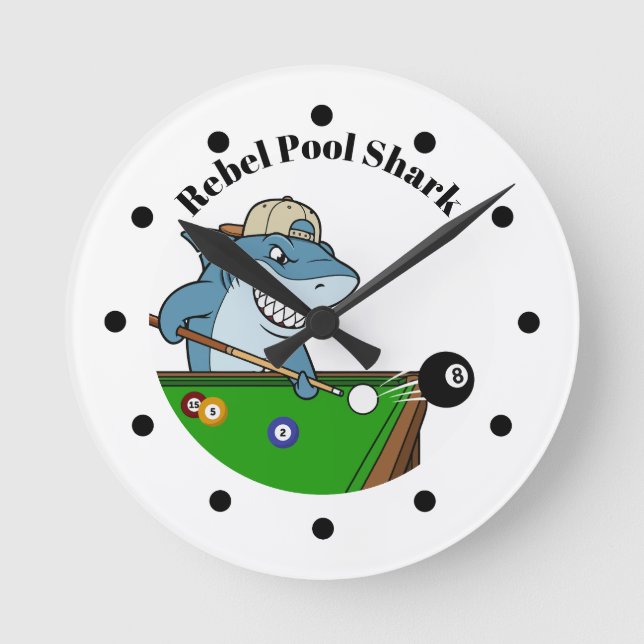 Cool Funny Rebel Pool Shark Wall Clocks Runde Wanduhr (Vorderseite)
