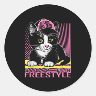 Cool Funny Sarcastic Cats Meme Quotes Cartoon Grap Runder Aufkleber