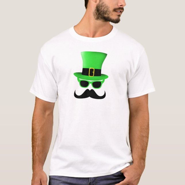 Cool Funny St. Patrick's Day Mustache Top Hut Mann (Vorderseite)