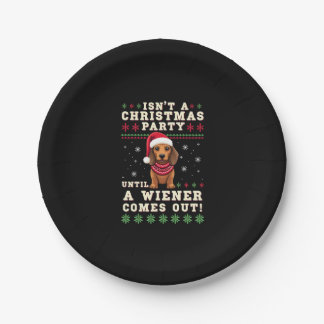 Cool Funny Wiener Dog Christmas Dachshund Holiday  Pappteller