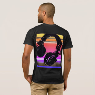 cool für DJ, Kopfhörer mit Streifen T-Shirt