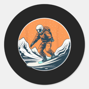 Cool für Snowboard und Ski Lover im weißen Mund Runder Aufkleber