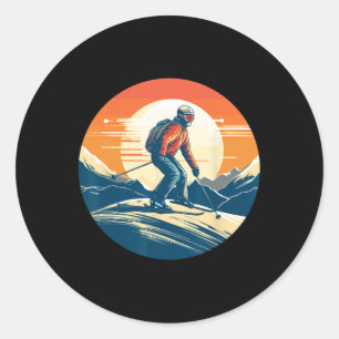 Cool für Snowboard und Ski Lover im weißen Mund Runder Aufkleber